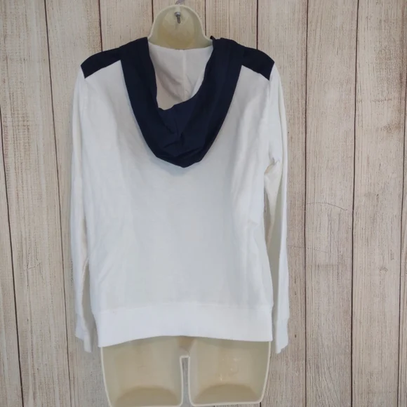 LRL Ralph Lauren white & navy blue pullover sweatshirt hoodie large - Picture 11 of 12